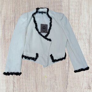 Holy Gino by tov   Womens Blazer With Black Fringe Trim Cream Color Size 36